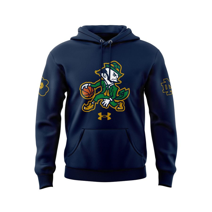 Notre Dame Fighting Irish Under Armour Basketball Leprechaun Rival Fleece Hoodie (Navy)