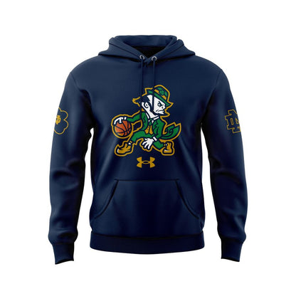 Notre Dame Fighting Irish Under Armour Basketball Leprechaun Rival Fleece Hoodie (Navy)