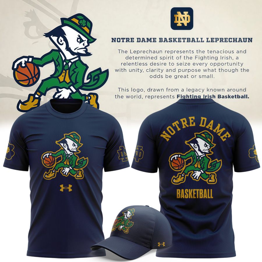 Notre Dame Fighting Irish Under Armour Basketball Leprechaun T-shirt (Navy)