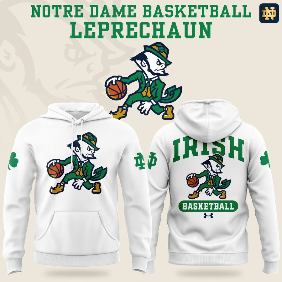 Notre Dame Fighting Irish Under Armour Basketball Leprechaun Rival Fleece Tee (White)