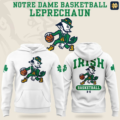 Notre Dame Fighting Irish Under Armour Basketball Leprechaun Rival Fleece Tee (White)