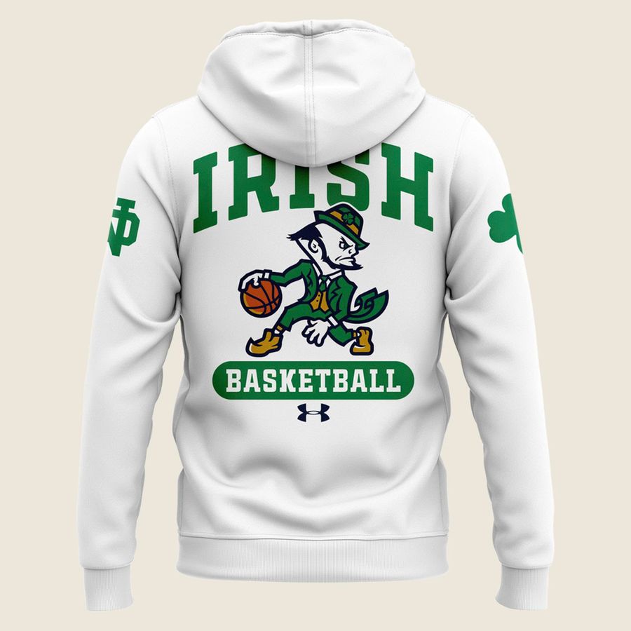 Notre Dame Fighting Irish Under Armour Basketball Leprechaun Rival Fleece Tee (White)
