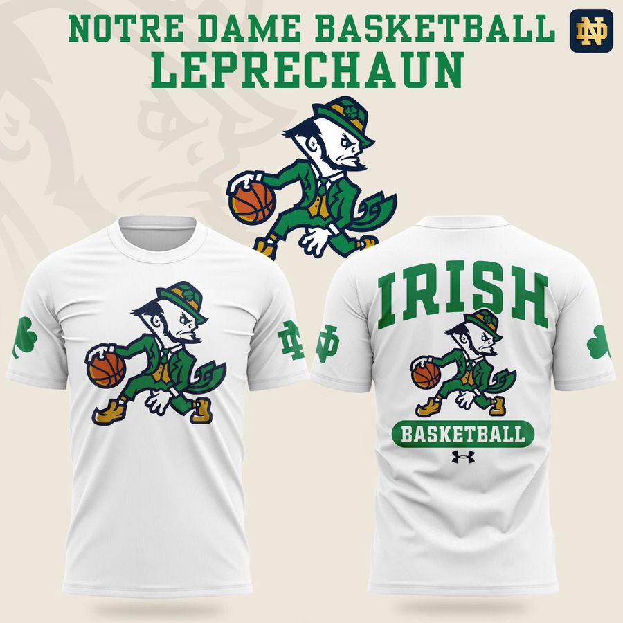 Notre Dame Fighting Irish Under Armour Basketball Leprechaun Rival Fleece Tee (White)
