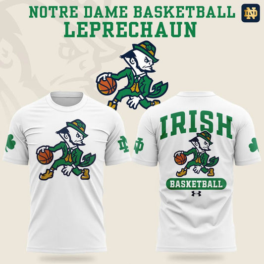 Notre Dame Fighting Irish Under Armour Basketball Leprechaun Rival Fleece Tee (White)