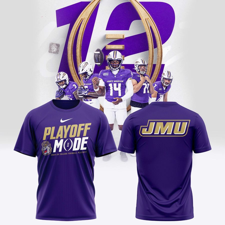 James Madison University Dukes Football 2025 College Football Playoffs Short Sleeve T-Shirt v2