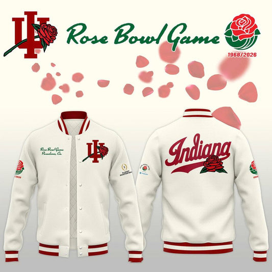 Indiana Hoosiers football helmet 2026 Rose Bowl BASEBALL JACKET-White
