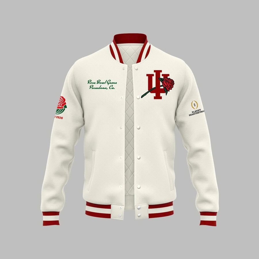 Indiana Hoosiers football helmet 2026 Rose Bowl BASEBALL JACKET-White