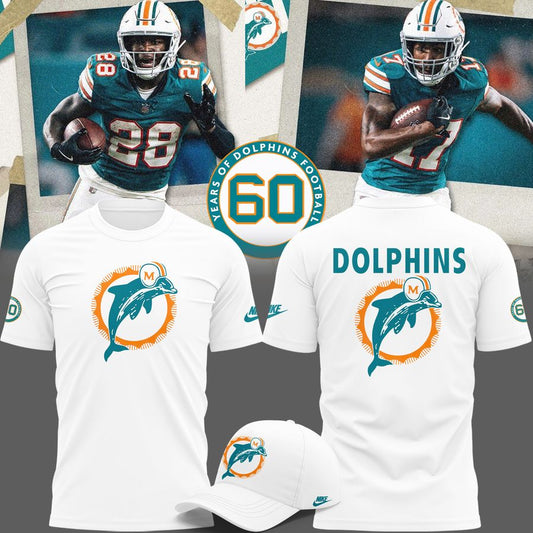 Limited Edition Miami Dolphins Throwback White Tshirt