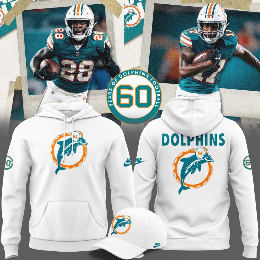 Limited Edition Miami Dolphins Throwback White Hoodie