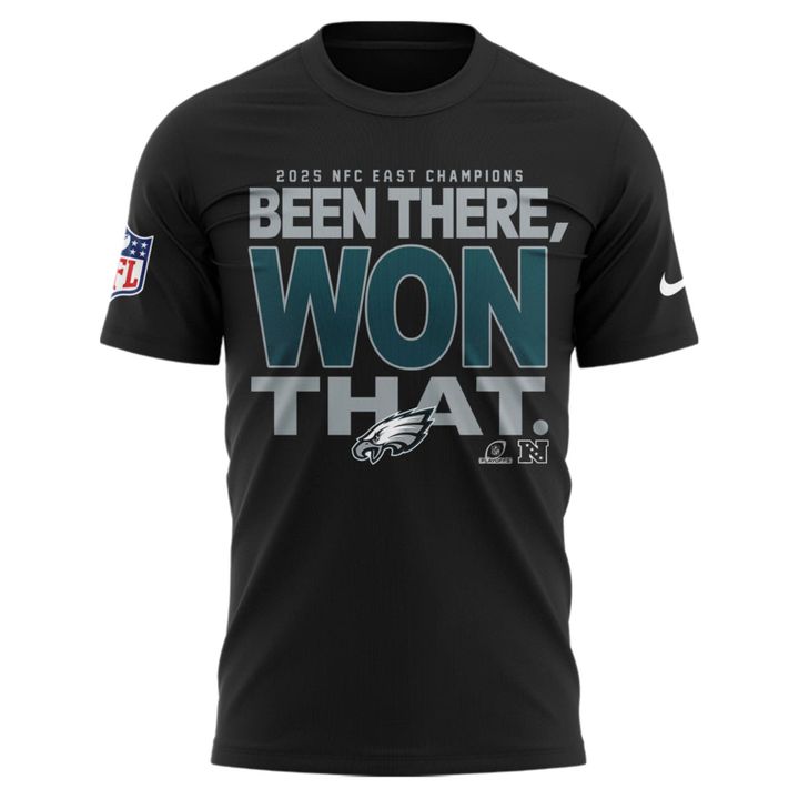 Black Philadelphia Eagles 2025 NFC East Division Champions Locker Room Trophy Collection T-shirt