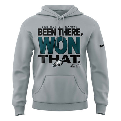 Men's Philadelphia Eagles 2025 NFC East Division Champions Locker Room Trophy Collection Hoodie(Gray)