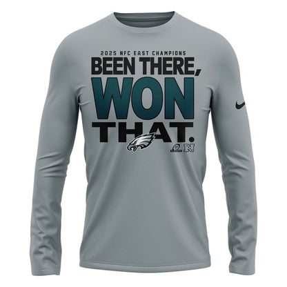 Men's Philadelphia Eagles 2025 NFC East Division Champions Locker Room Trophy Collection Long Tee(Gray)