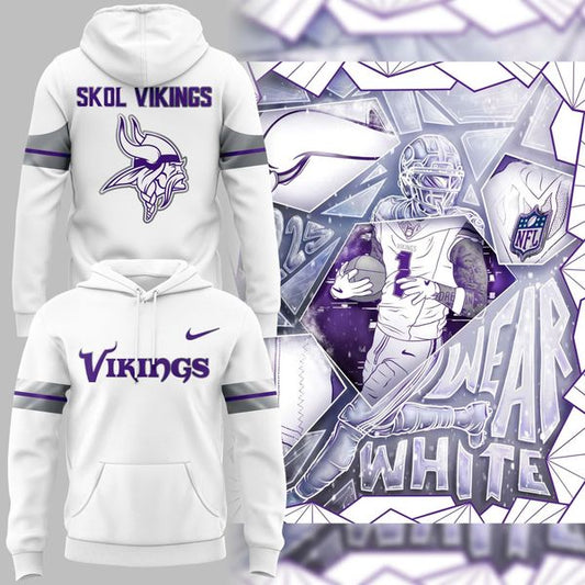 White Minnesota Vikings Hooide.