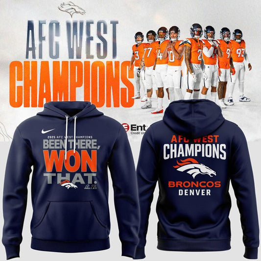 Official Denver Broncos 2025 AFC West Division Champions "Been There Won That" Hoodie - Navy