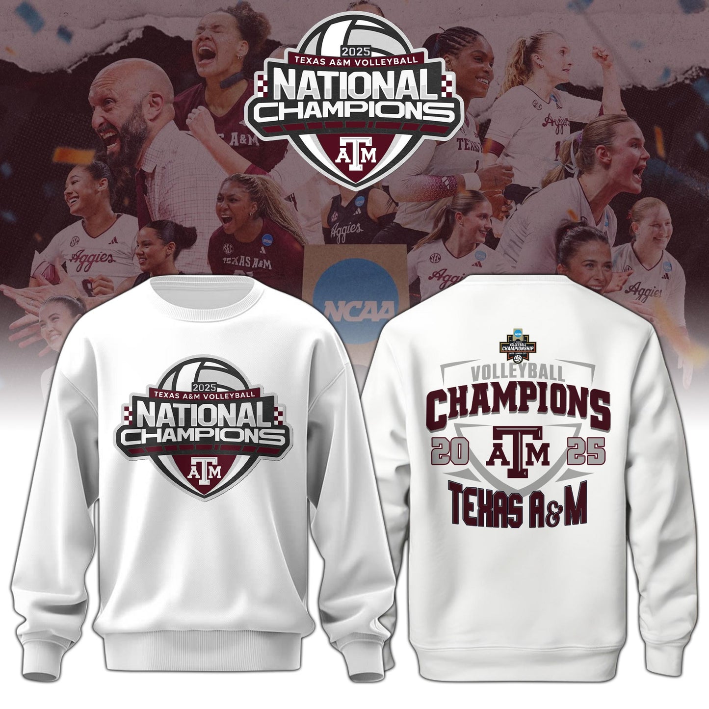 TAM 2025 Women’s Volleyball National Champions Sweatshirt Limited Edition