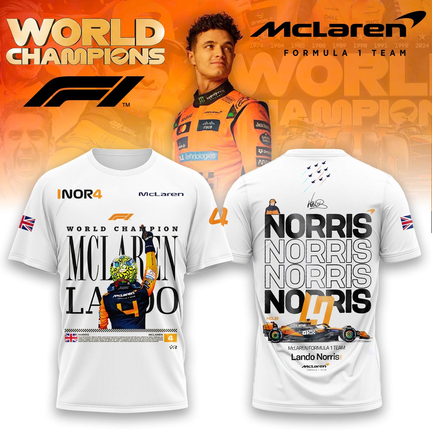 Limited Edition 2025 Lando Norris World Champions Combo T-Shirt