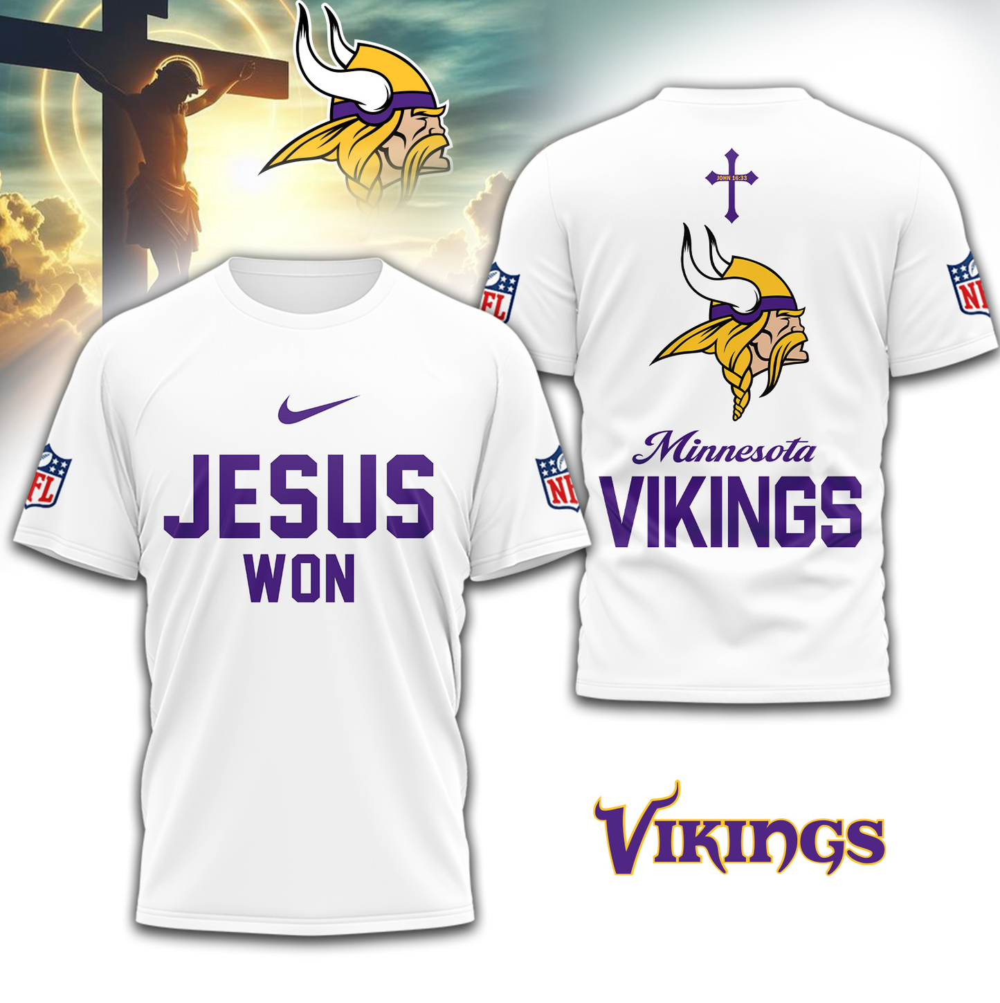 Minnesota Vikings | Premium Jesus Won Tshirt