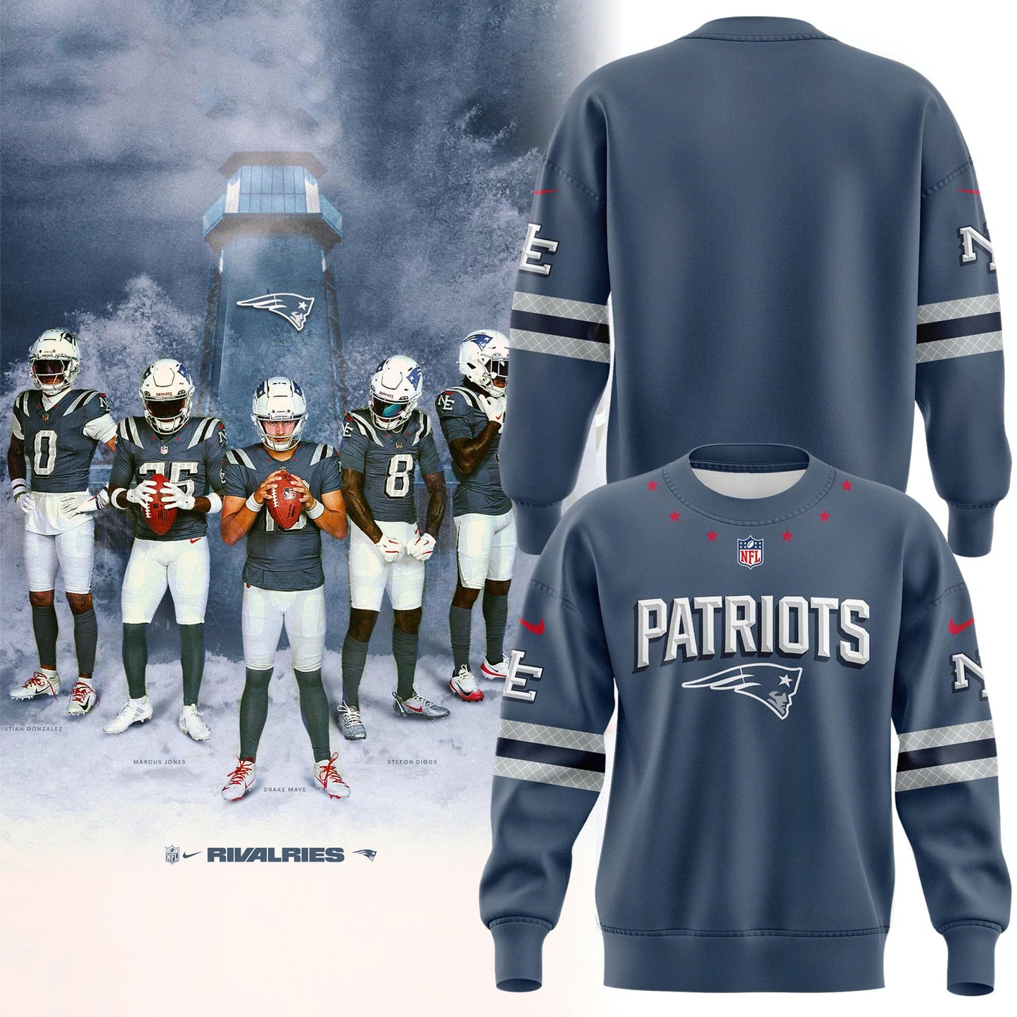Limited edition New England Patriots Sweatshirt 𝙍𝙞𝙫𝙖𝙡𝙧𝙞𝙚𝙨. For fans in 2025!