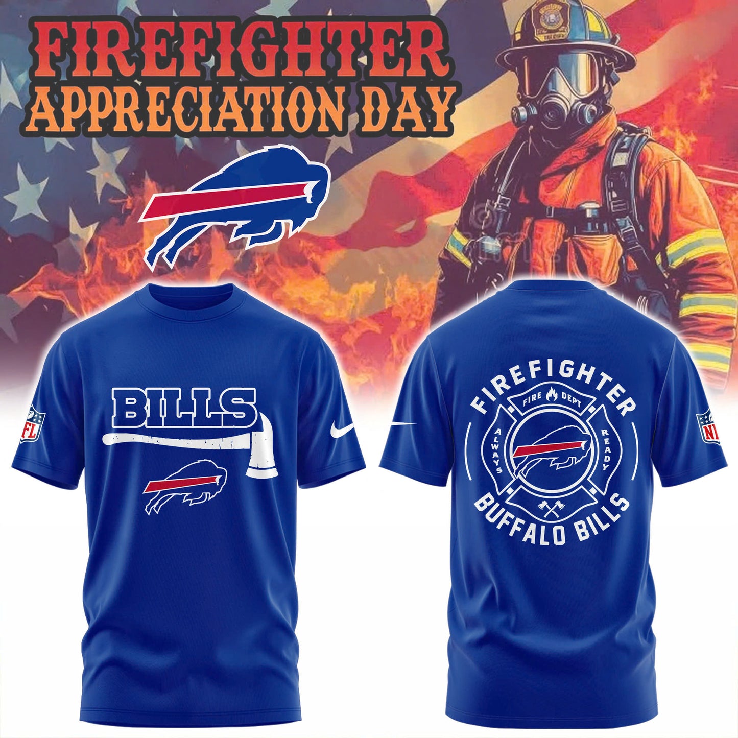 Buffalo Bills Firefighter Application Combo Tshirt | Jogger | Cap Limited Edition
