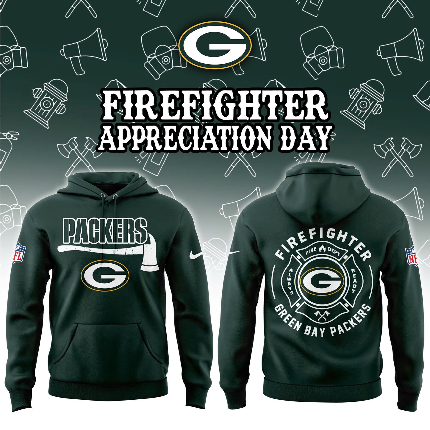 Green Bay Packers Firefighter Appreciation Day Hoodie | Jogger | Cap Limited Edition
