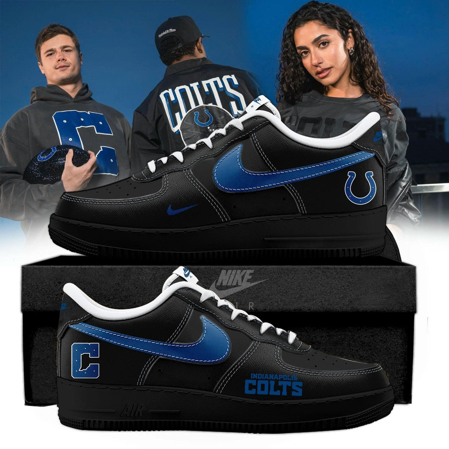Indianapolis Colts Dark Mode Special Edition AF1 Sneakers