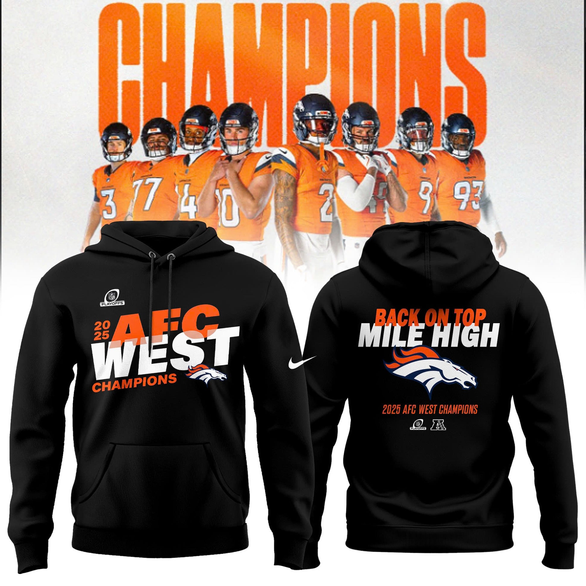 Denver Broncos – 2025 AFC West Champions Hoodie